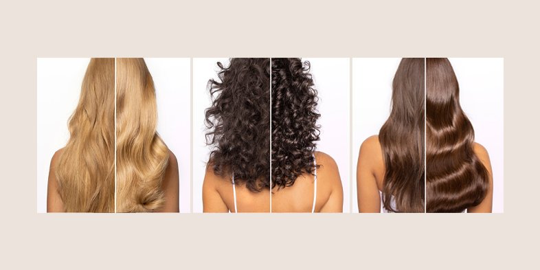 Different volumes of curls and plump in hair